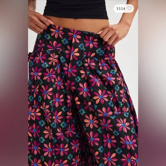 Free People Miss You Most Printed Wide-Leg Pants Size 12 NWT - Picture 3 of 6